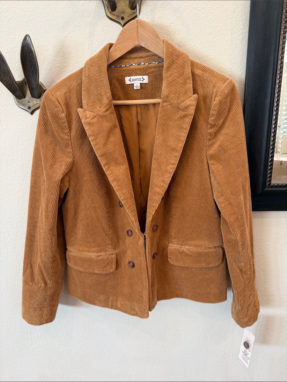 Nanette Lepore Corduroy Double-Breasted Blazer in Camel Brown